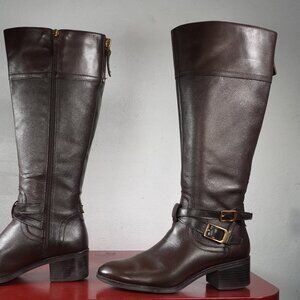 Women's Franco Sarto Brown Leather Knee High Tall Long Riding Fashion Boots 7.5